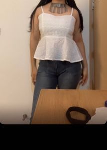 White Broderie Anglaise Peplum Top