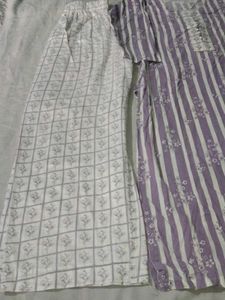 Purple Striped Kurta Set