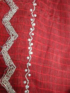 Red Beaded Saree