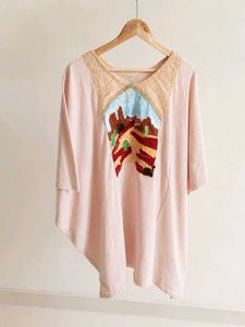 Unique Desert Landscape Embroidered Tunic Top
