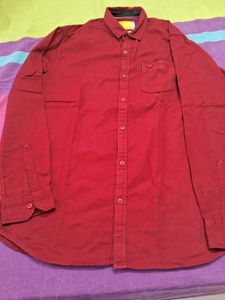 Men's Burgundy Button-Up Shirt