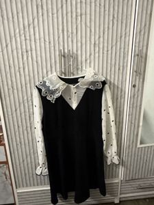 Chic Black &amp; White Dress with Peter Pan Collar