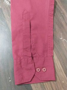 Maroon Long Sleeve Button-Up Shirt