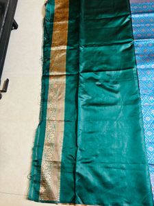 Blue Silk Saree with Gold Border
