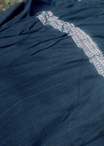 Black Kurta with Colorful Trim Suit