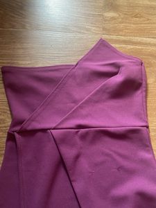 Strapless Purple Wrap Midi Dress