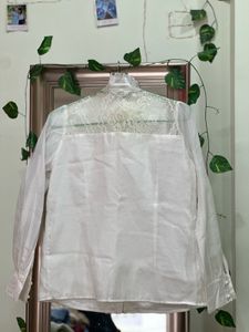 Elegant White Lace Bow Blouse