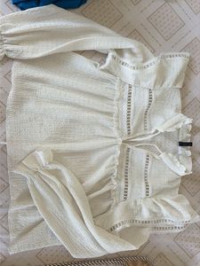 Cream Textured Puff Sleeve Blouse