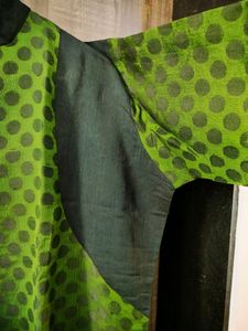 Bottle Green And Black Polka Dot Kurta