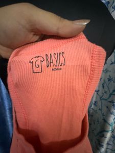 Coral Ribbed Halter Neck Top