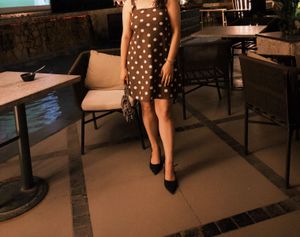 Brown Polka Dot Mini Dress