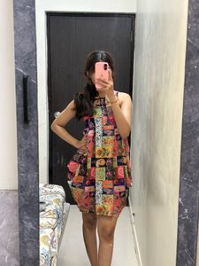 Boho Patchwork Print Halter Dress