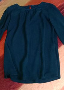 Elegant Dark Blue Long Sleeve Top