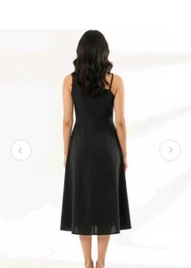 cotton Black Midi Slip Dress