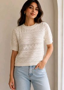 Chic White Knit Top🤍