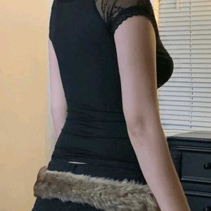 Black Lace Trimmed Cami Top