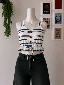 Striped Ruffle Crop Top