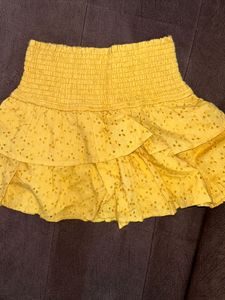Yellow Eyelet Ruffle Mini Skort