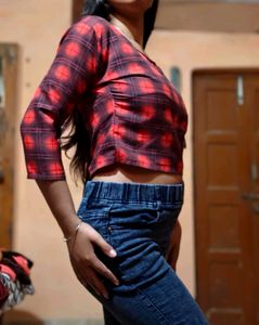 Red Plaid Crop Top