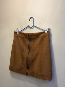 Brown Faux Suede Mini Skirt