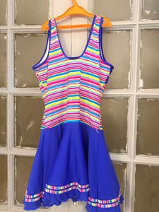 Colorful Striped One-Piece Swimsuit Dress