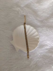 Gold and Black Herringbone Bracelet