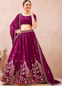 Elegant Purple Lehenga Choli Set semi stitched