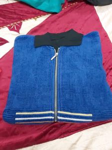 Blue Black Woolen Sweater Cum Jacket