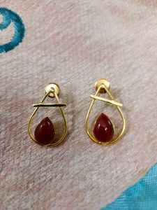 Gold Tone Teardrop Gemstone Earrings