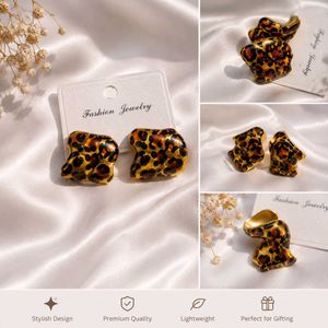 Leopard Print Statement Earrings Fully new