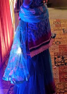 Teal Blue Brocade sharara choli and dupatta set