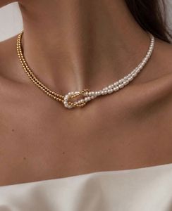 price drop Elegant Pearl & Gold Bead Necklace