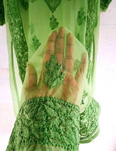 Green Embroidered chickenkari Kurta🌸
