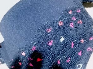 Cute Navy Blue Bra with Pink Hearts