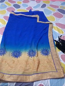 blue embroidery saree
