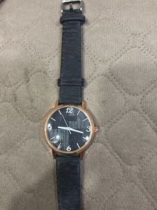 Classic Black Leather Strap Watch