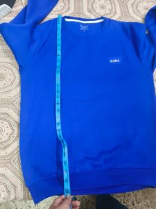 Zara Blue Crew Neck Sweatshirt in xl size