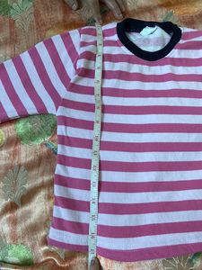 Brand New Pink N White Striped 2 To 4 Yrs Kid Tee
