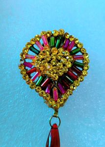 3Exquisite Beaded Brooch with Red Drop