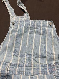 Striped Denim Pinafore Dress