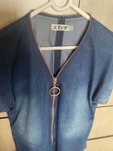 Denim tunic with Zipper Detail