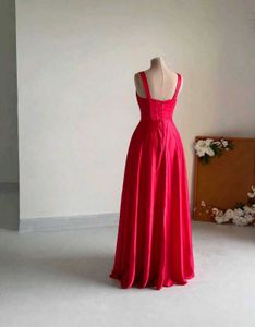 Elegant red Satin Corset Dress