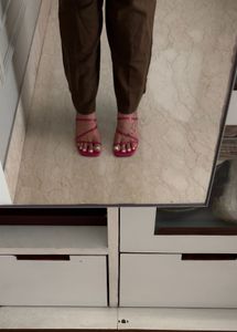 Hot Pink Embellished Heeled Sandals