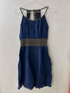Boho Navy Blue Mini Dress