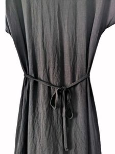Black Midi Dress with Tie Waist