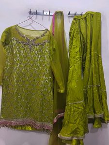 Embellished Lime Green sharara Set