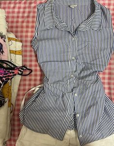 Fitted Striped Blue and White Shirt
