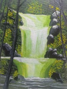 Waterfall acrylic Painting