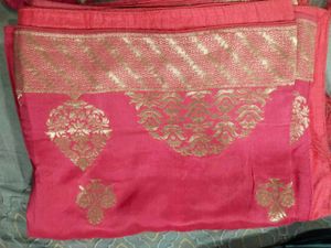 beautiful pink banarasi saree with blouse