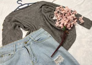 🎁Stylish Gray Long Sleeve Top A